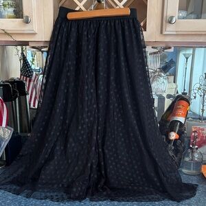 Elegant long Black mesh Polka Dot Skirt